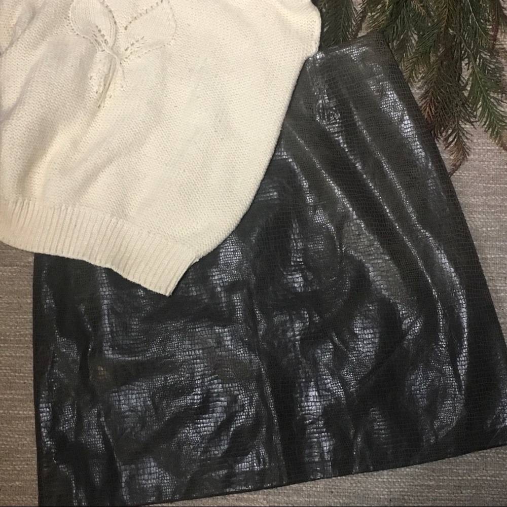 INC | Leather Snake Pattern Knee Length Skirt
